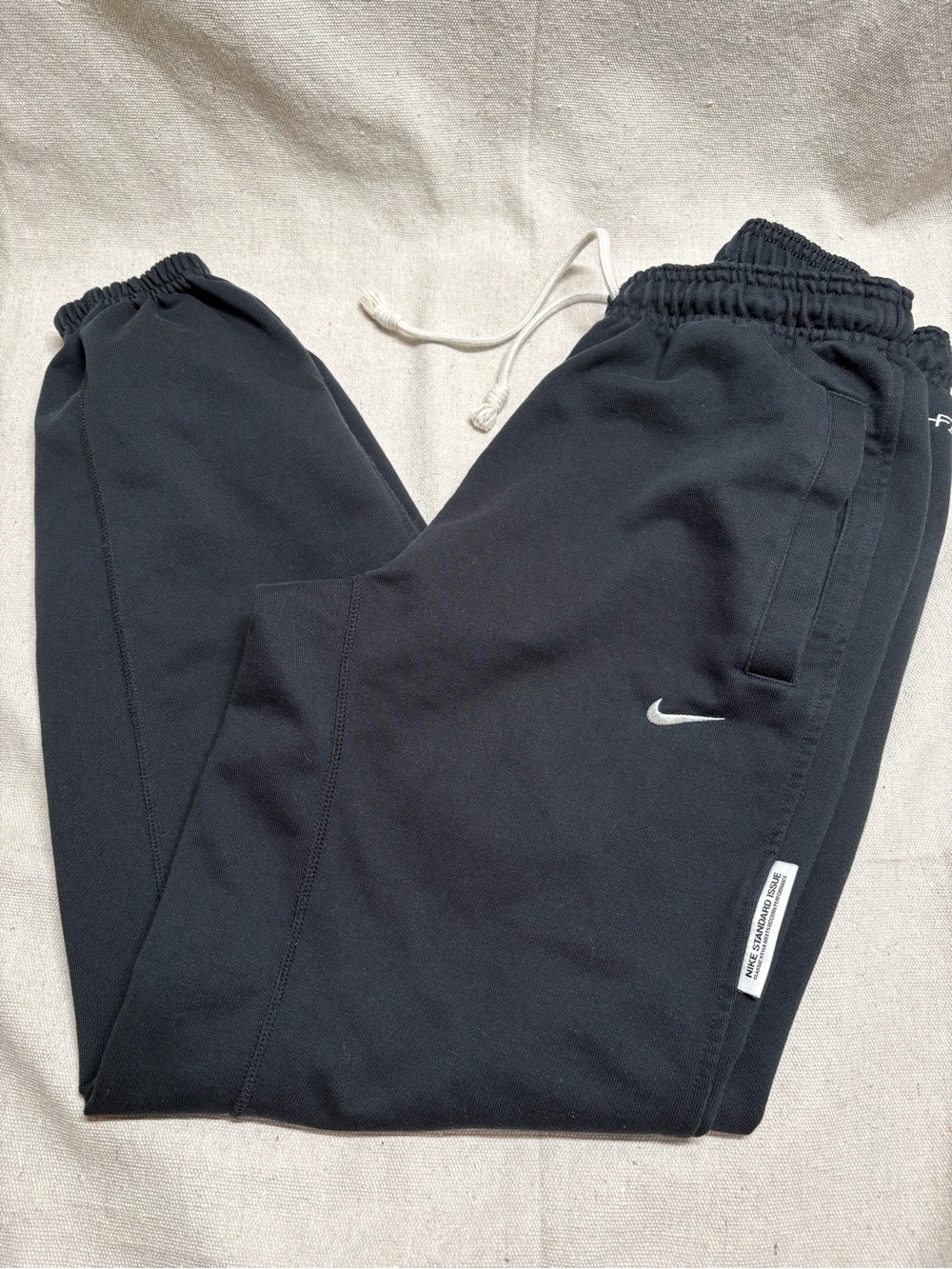 Nike Black Kids Jogger Sweatpants with White Swoosh